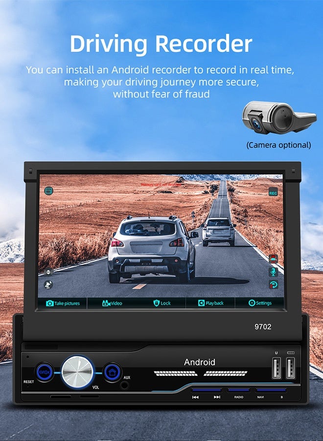 TUNKE Android 13 Car Stereo with 7" Retractable Touchscreen, Wireless CarPlay, Android Auto, GPS Navigation, 4G+WiFi, BT 5.1, Rear Camera Ready - Image 5
