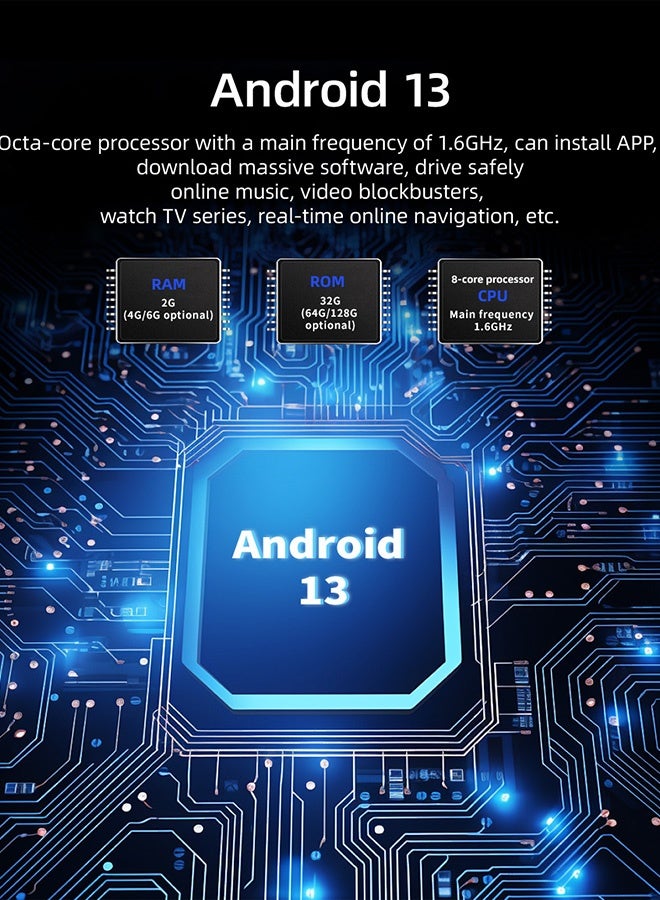 TUNKE Android 13 Car Stereo with 7" Retractable Touchscreen, Wireless CarPlay, Android Auto, GPS Navigation, 4G+WiFi, BT 5.1, Rear Camera Ready - Image 2