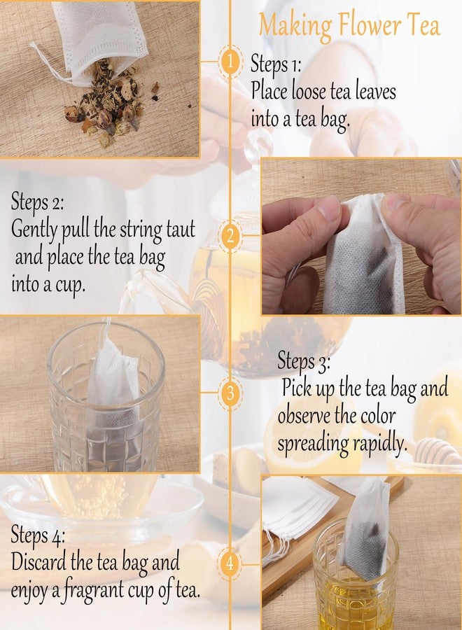 Zelphvt 100 Pcs Loose Tea Bags Leaf Tea Disposable Empty Teas Bags with String DIY Fillable Teas Bag for Coffee Spice 3.15✕2.4 Inch - Image 2