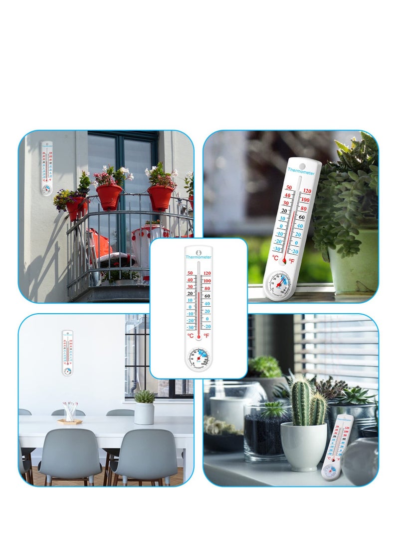ترمومتر وقياس الرطوبة عمودي خارجي داخلي، ترمومتر خالٍ من الأسلاك مُثبت على الحائط، مع فهرنهايت وسلزيوس، للداخلية، الاحتباس الحراري، الحديقة، القبو، الخزانة، الثلاجة (6 قطع) - Image 3