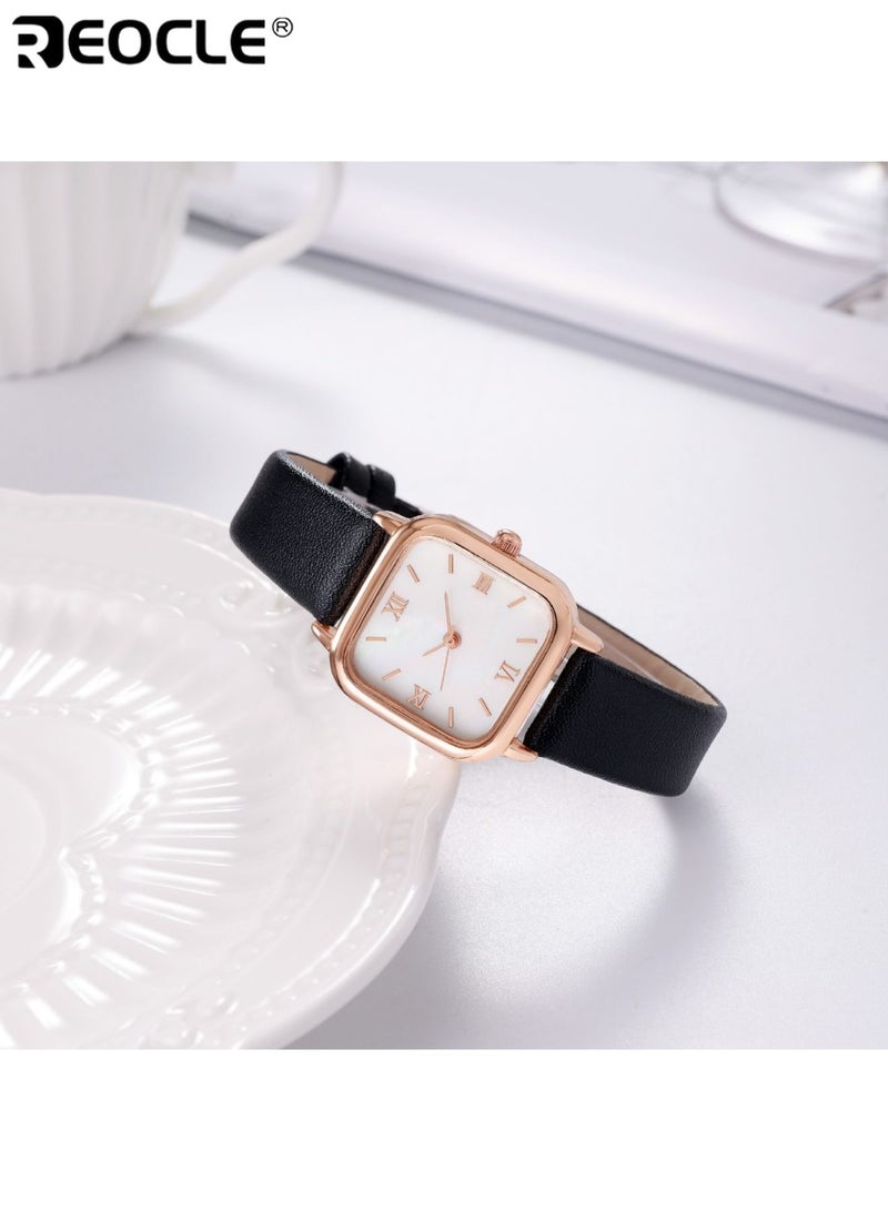 REOCLE Ladies Square Quartz Watch with Faux Leather Strap and Zinc Alloy Case Stylish Elegant Suitable for Daily Wear Office Parties Special Occasions Ideal Accessory for Women for Ladies for Adults - Image 2