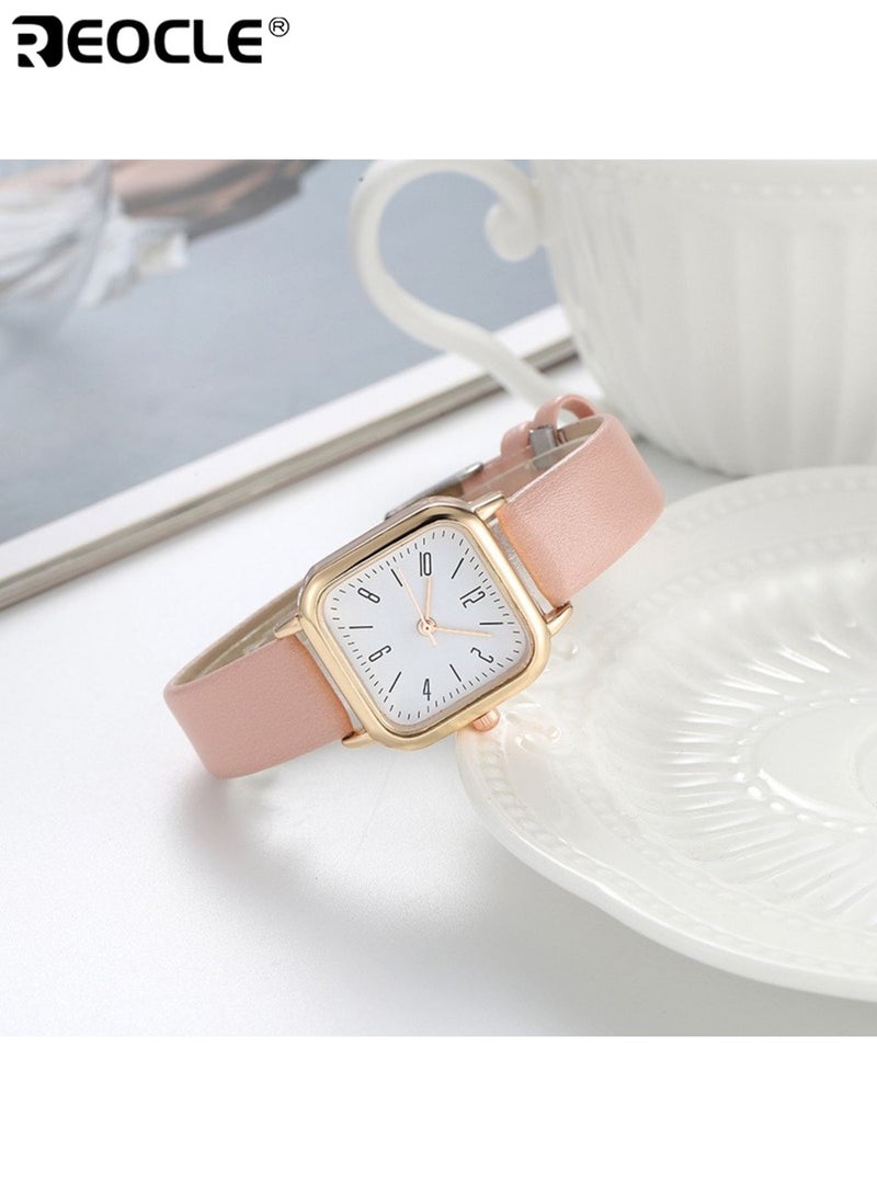 REOCLE Ladies Square Quartz Watch with Faux Leather Strap and Zinc Alloy Case Stylish Elegant Suitable for Daily Wear Office Parties Special Occasions Ideal Accessory for Women for Ladies for Adults - Image 4