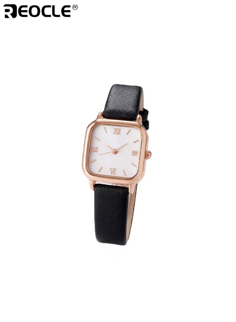 REOCLE Ladies Square Quartz Watch with Faux Leather Strap and Zinc Alloy Case Stylish Elegant Suitable for Daily Wear Office Parties Special Occasions Ideal Accessory for Women for Ladies for Adults - Image 3