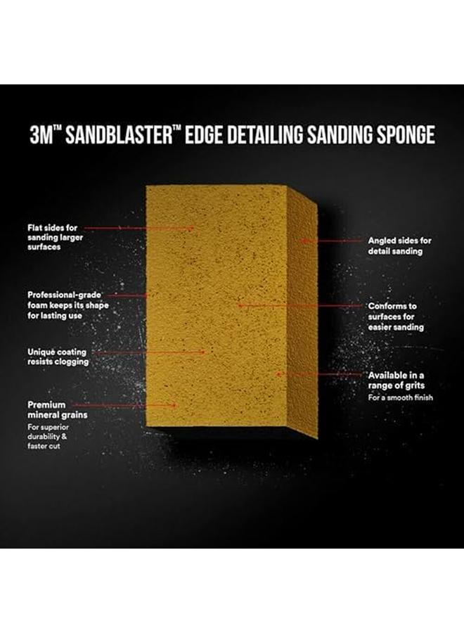 3M Sandblaster Dual Angle Sanding Sponge Gold 4.5 Inch X 2.5 Inch X 1 Inch 220 Grit 3 Pack - Image 3