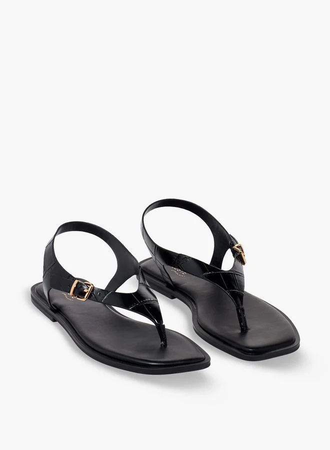 Celeste Women Textured Buckle Strap Sandals