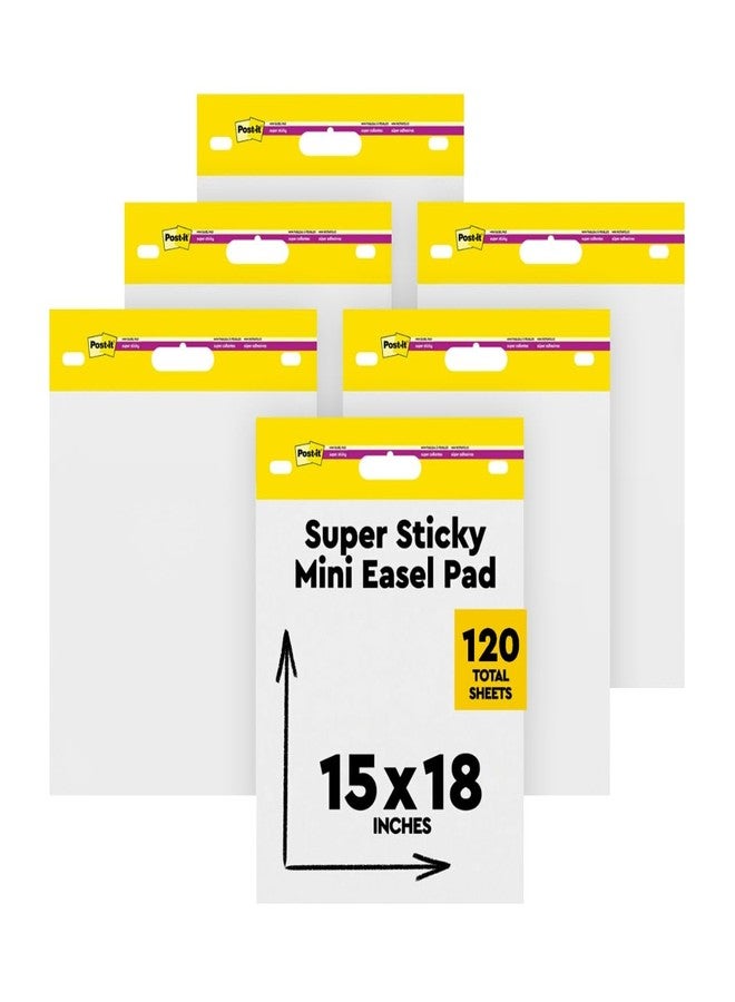 Post-it Super Sticky Mini Easel Pad, 15 x 18 Inches, 20 Sheets/Pad, 6 Pads, White Premium Self Stick Flip Chart Paper, Great for Virtual Teachers and Students (577SS) - Image 1