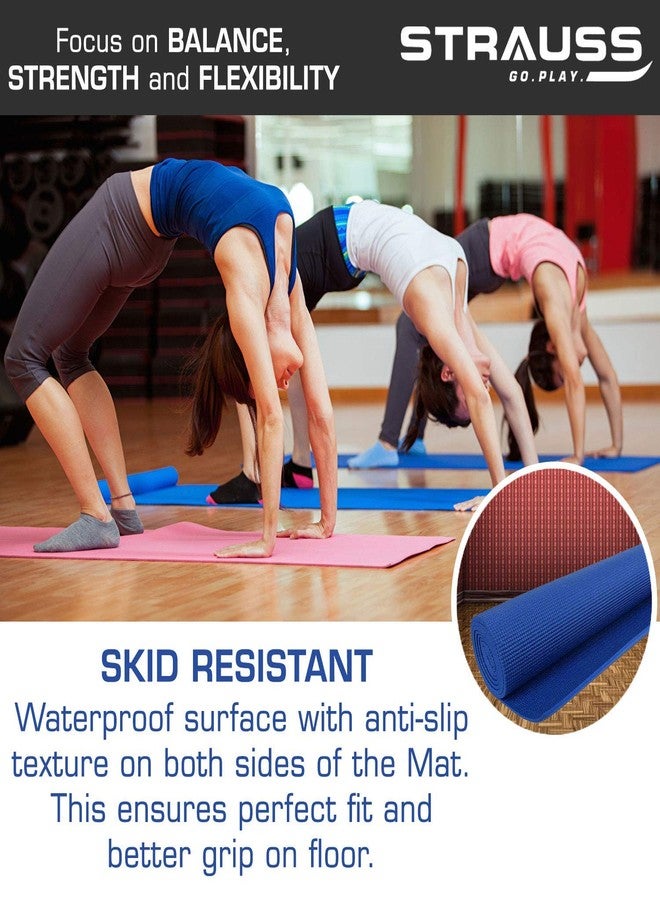 STRAUSS Yoga Mat with Carry Bag | Non-Slip Exercise Mat for Home & Gym| Lightweight & Durable Workout Mat | Ideal for Yoga, Pilates, Fitness | Ideal for Men & Women,6mm,(Blue) - Image 5