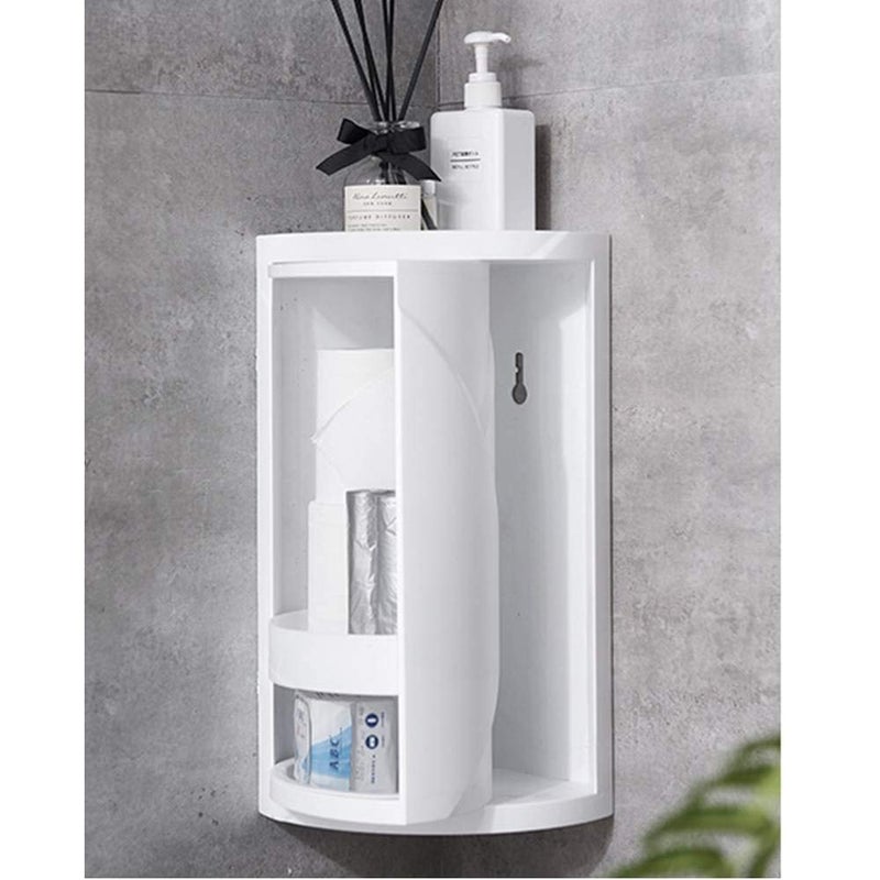 TRAY Bathroom Rotating Triangle Storage Rack 360 Degree Multi-Function Organizer Plastic Triangle Shelf Dust-Proof Waterproof Corner Rack for Cabinet Kitchen Bedroom (WhiteL-10,W-8,H-16.5 inch) - Image 1