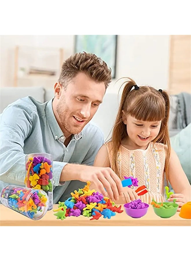 أطفال كرتون سيليكون ديناصور شكل ألوان تصنيفات ألعاب عد الحيوانات مطابقة ألعاب الحسية مع فرز الأواني أنشطة التعلم قبل المدرسة مونتيسوري ألعاب تعليمية مجموعة لسن 3+ - Image 5