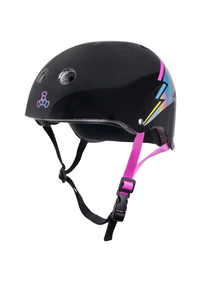 Triple Eight The Certified Sweatsaver Helmet for Skateboarding, BMX, and Roller Skating, Black Lightning Hologram, Large/X-Large - Image 1