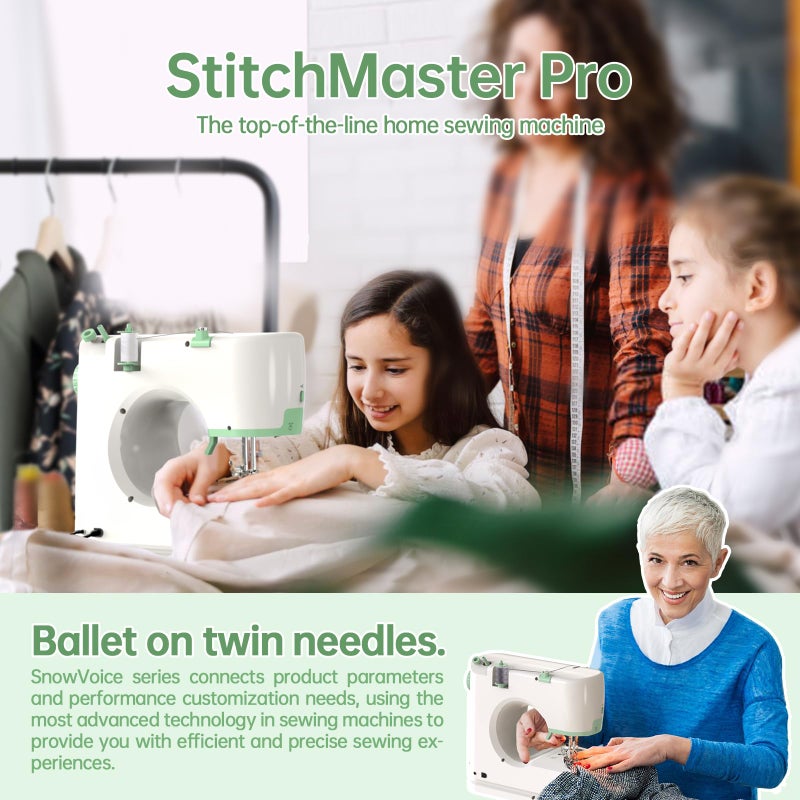 SnowVoice StitchMaster Pro:Ballet on twin needles.Sewing machine,sewing machine for beginners,Double needle and double thread,16 kinds of stitches.Sewing machine for Household,sewing machine for adults. - Image 2