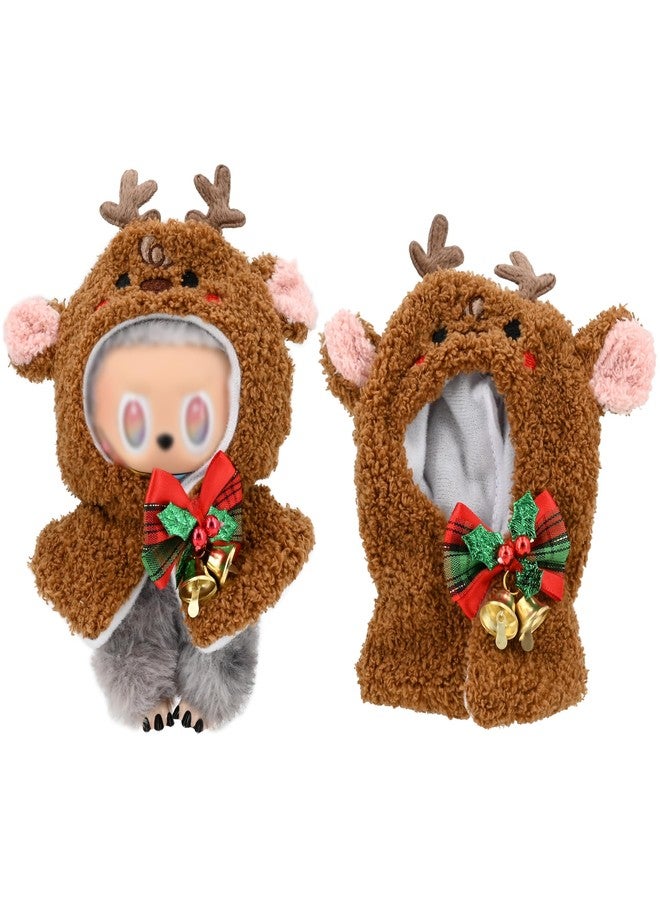Evowatt Reindeer Cloak Clothes for Labubu Dolls - 17 cm Christmas Cape Outfit with Festive Accessories, Cute Holiday Costume for Labubu Figures (No Doll)_40 - Image 1