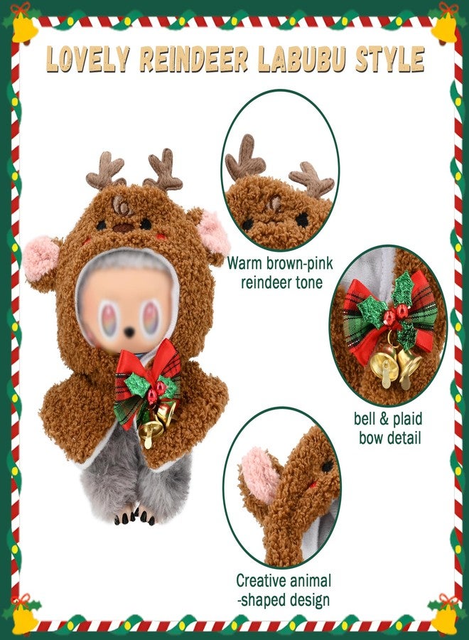 Evowatt Reindeer Cloak Clothes for Labubu Dolls - 17 cm Christmas Cape Outfit with Festive Accessories, Cute Holiday Costume for Labubu Figures (No Doll)_40 - Image 3