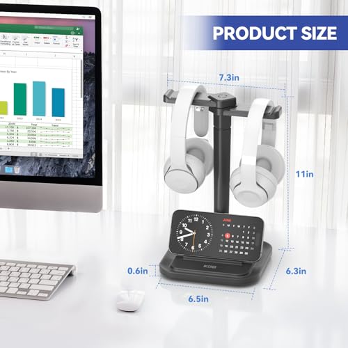 KDD Dual Headphone Stand for Desk Rotatable Headset Hanger with Phone Holder Removable NonSlip Base for Gamers Desktop Accessories - Image 3