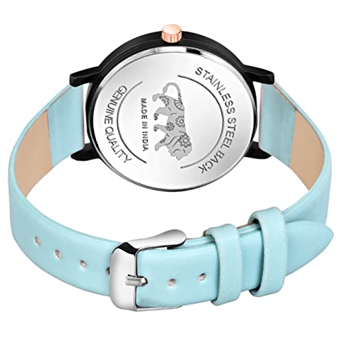 CLOUDWOOD Butterfly Printed Dial Leather Strap Analog Watch For Women And Girls (Sky Blue) - Image 5