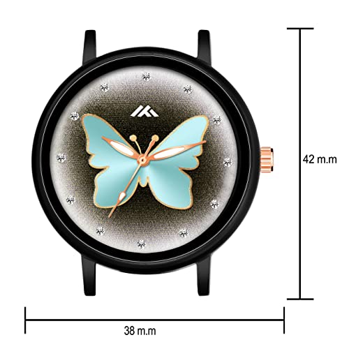 CLOUDWOOD Butterfly Printed Dial Leather Strap Analog Watch For Women And Girls (Sky Blue) - Image 4