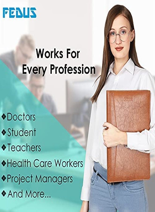 FEDUS Multipurpose Mens & Womens Leatherette Professional File Folders for Certificates, Documents Holder, Document Bag, Portfolio, Executive File Legal Size Documents Holder with 25 Leafs Brown - Image 3