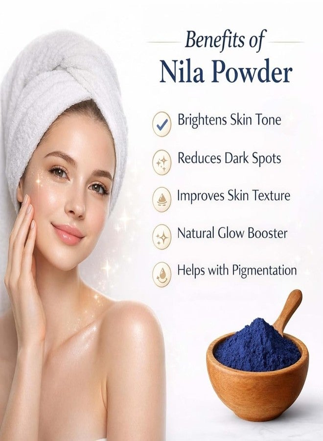 Moroccan Nila Powder For Face - 100% Natural Blue Powder for Skin Brightening, Tan Removal & Detox (50g) | Traditional Moroccan Hammam Beauty Treatment For Face & Body Care - Image 3