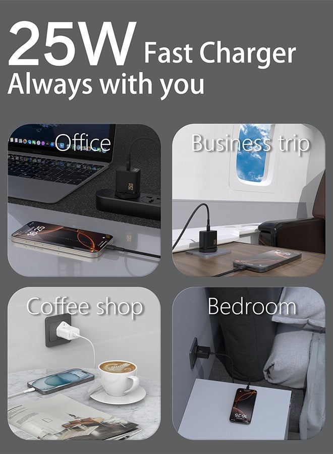 دوداو شاحن سريع بقوة 25 واط بتقنية GaN متوافق مع سامسونج، شاحن حائط USB-C مع حماية أمان بـ 9 طبقات، تحكم في درجة الحرارة الزائدة، متوافق مع الهواتف، الآيباد، أجهزة اللابتوب والمزيد - Image 3