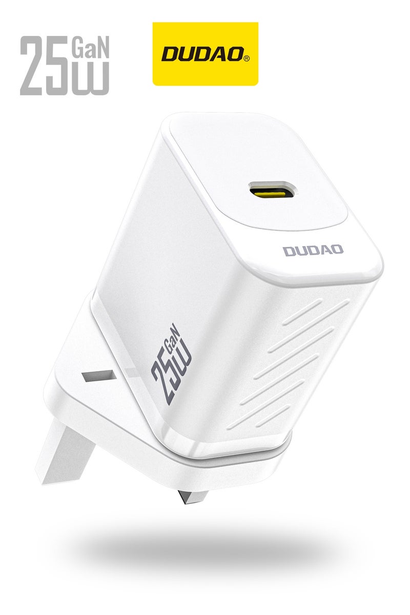دوداو شاحن سريع بقوة 25 واط بتقنية GaN متوافق مع سامسونج، شاحن حائط USB-C مع حماية أمان بـ 9 طبقات، تحكم في درجة الحرارة الزائدة، متوافق مع الهواتف، الآيباد، أجهزة اللابتوب والمزيد - Image 1