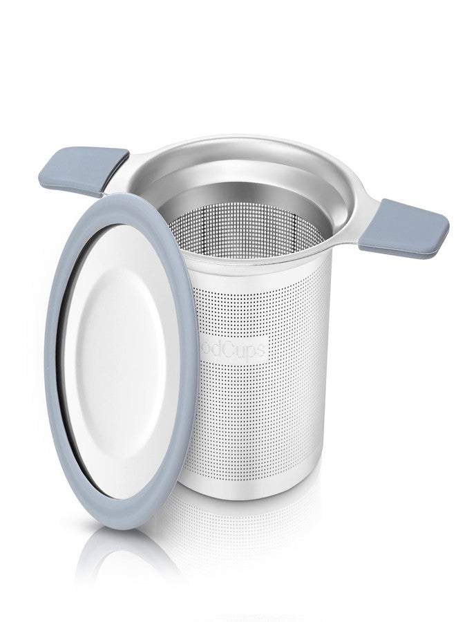 GoodCups Stainless Steel Tea Infuser for Loose Leaf Tea – Extra Fine Mesh Strainer with Heat Proof Double Handles & Lid, Reusable Filter Fits Mugs, Cups & Teapots, Gray - Image 1