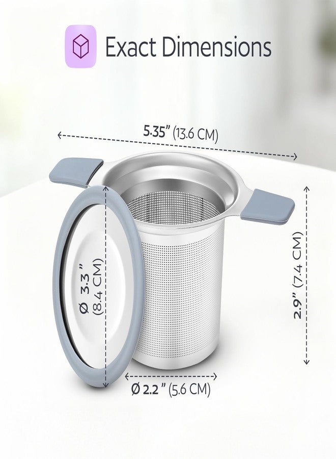 GoodCups Stainless Steel Tea Infuser for Loose Leaf Tea – Extra Fine Mesh Strainer with Heat Proof Double Handles & Lid, Reusable Filter Fits Mugs, Cups & Teapots, Gray - Image 3