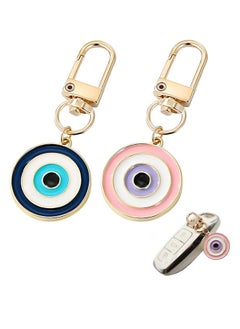 HS Key Chain - 2Pcs Lovely Shining Enamel Evil Eye Keychain For Women - Protection Good Luck Charms Key Chain For Car Keys Holder Bag Purse - Bag Purse Accessories  - Image 1