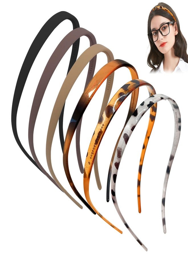 hurifeng 6 Pack No Pressure Headbands for Glasses Wearers - Flexible Non-Slip Hairbands, Matte Plastic with Teeth, for Women & Girls, Comfortable No Pressure, Ideal for Daily Use, Makeup & More(set-A) - Image 1