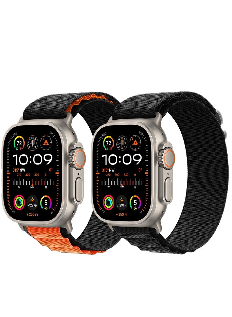 Tersely (2 Pack) Alpine Loop Nylon Band Compatible with Apple Watch Ultra 42mm 44mm 45mm 49mm,Adjustable Sport with Titanium G-Hook Braided bands for iWatch Series 8/7/6/5/4/3/2/1/SE  - Image 1