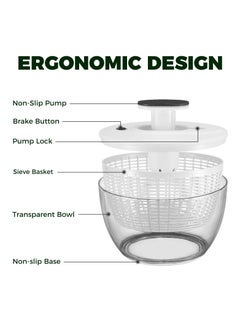 Large Salad Spinner with Washer, Manual Lettuce Spinner Pump Fruit