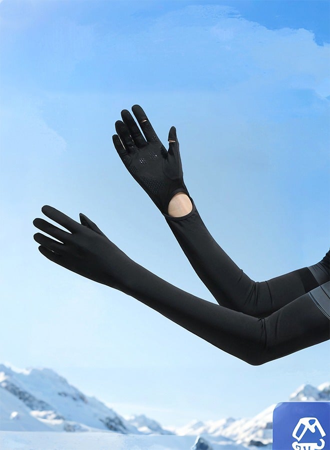 قفازات واقية من الشمس، قفازات حماية النساء من أشعة الشمس الطويلة، قفازات واقية من الشمس، UPF 50+ لرياضة ركوب الدراجات في الهواء الطلق - Image 1