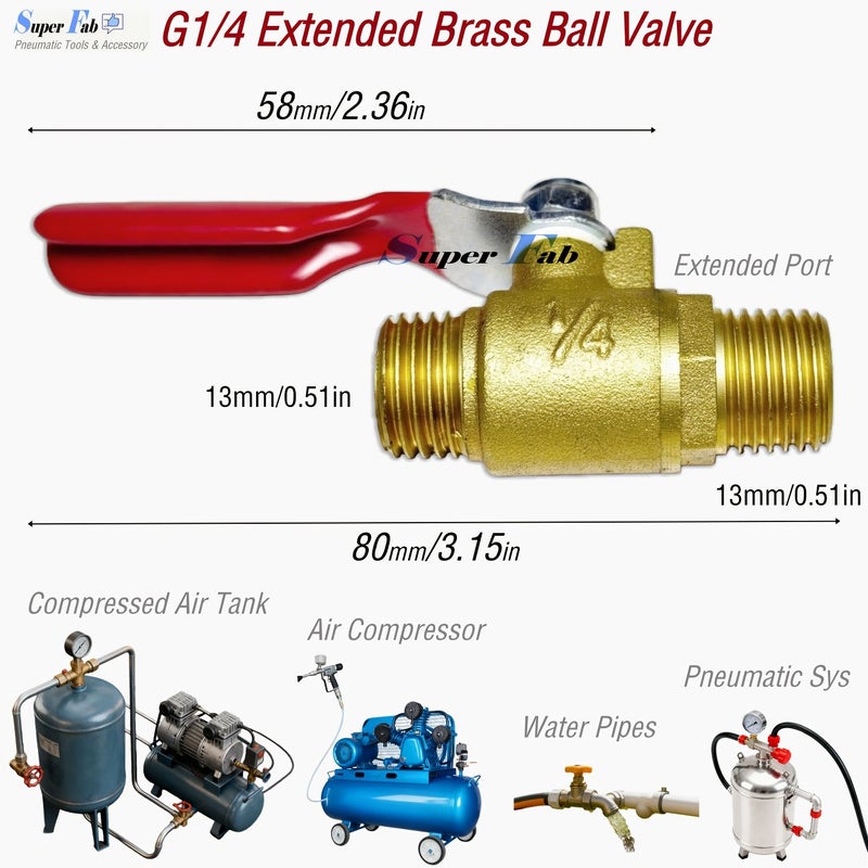 G1 4 Extended Brass Ball Valve Heavy Duty 13mm Thread Port Leak Proof Shut Off Valve - Image 3