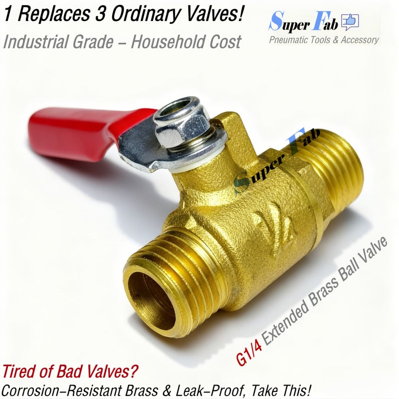G1 4 Extended Brass Ball Valve Heavy Duty 13mm Thread Port Leak Proof Shut Off Valve - Image 1