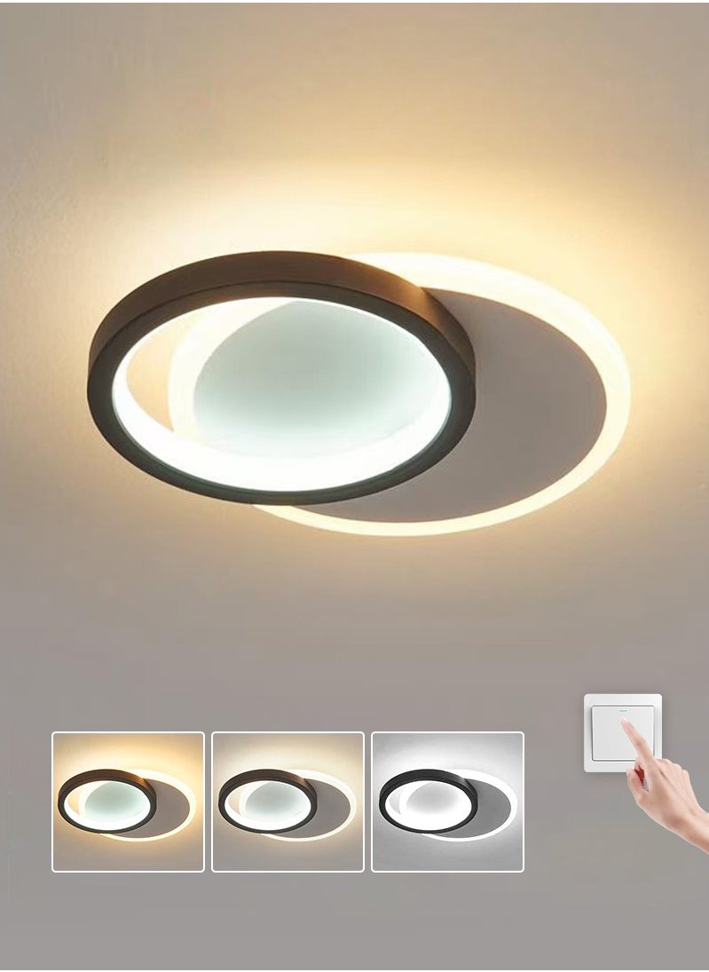 XiuWoo 1PC Round Modern LED Ceiling Light, Flush Mount Hallway Light Fixtures Ceiling, 3000K  Ceiling Lighting for Kitchen Hallway Corridor Balcony, White and Black  - Image 1