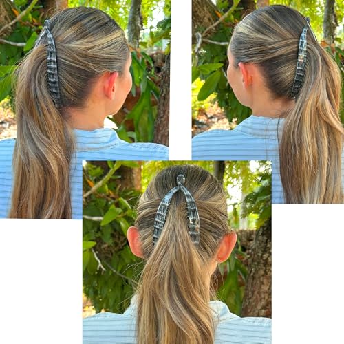 Camila Paris CP3100 French Extra Large Banana Clip Hair Comb, Gray Classic Banana Clips Hair for Thick Hair Ponytail Holder Interlocking Styling Clips for Women Made in France - Image 2