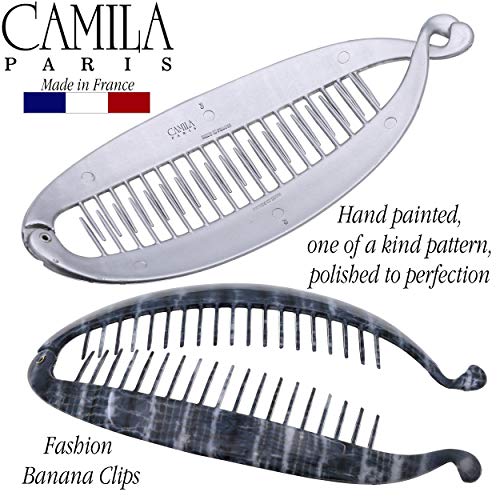 Camila Paris CP3100 French Extra Large Banana Clip Hair Comb, Gray Classic Banana Clips Hair for Thick Hair Ponytail Holder Interlocking Styling Clips for Women Made in France - Image 5