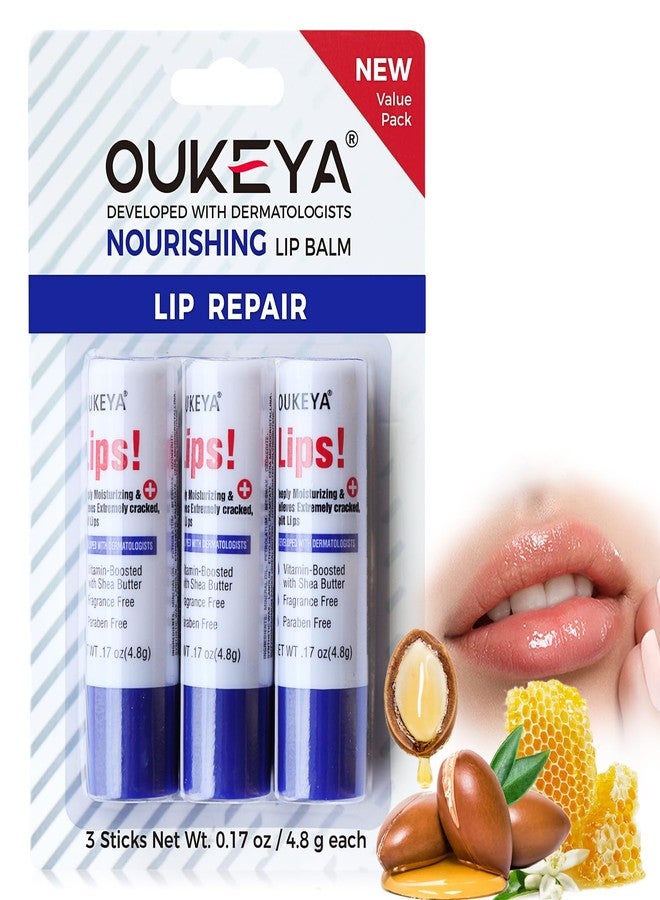 أوكييا مرطب شفاه طبي من أوكيا، 3 قطع، مرطب مع الفازلين وزبدة الشيا وشمع العسل، مكونات طبيعية 100%، مرطب شفاه عضوي، يُصلح الشفاه الجافة والمتشققة، علاج ليلي للشفاه - Image 2
