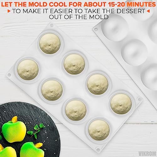 VIKROM 8 Cavity Apple Silicone Mold - 11.22 x 6.69 x 2.3 Inches Apple Mold for Baking, Good for Pastry, Jelly, Ice Cream, Soap, and Candles, Non-Stick and Easy to Clean, Oven and Microwave Safe - Image 4