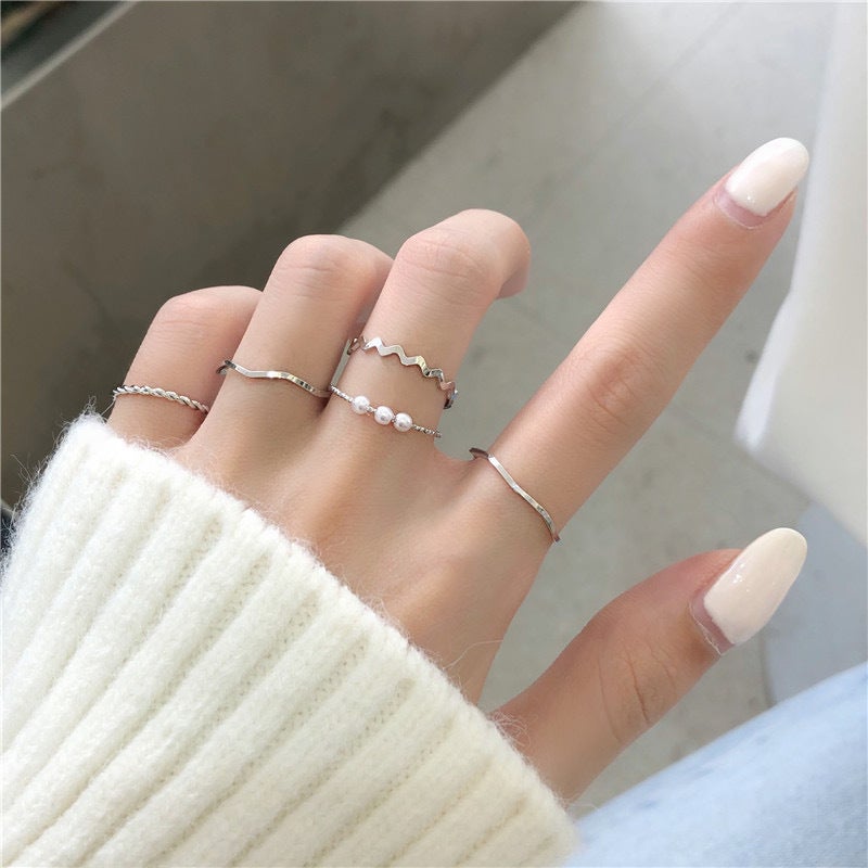 Generic Chic Chinese Style Sweet Bamboo Bracelet Set M1109 [ring five-piece silver]] 