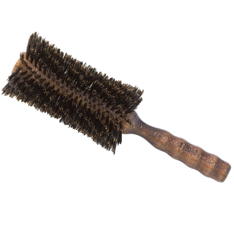 Ibiza Hair Boar Bristle Round Brush (H6-80mm) | Hybrid Boar/Nylon Bristles with Hardwood Handle | Ideal for Irregular Curls or Straight Looks | Adds Texture & Shine for Coarse or Frizzy Hair - Image 1