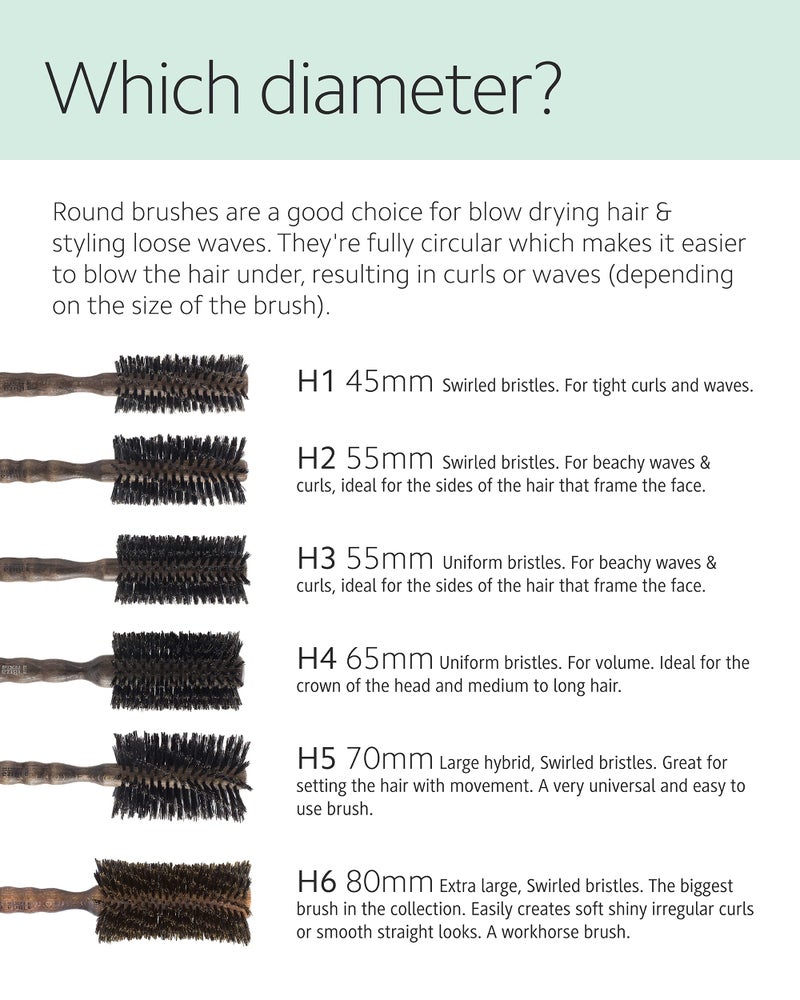 Ibiza Hair Boar Bristle Round Brush (H6-80mm) | Hybrid Boar/Nylon Bristles with Hardwood Handle | Ideal for Irregular Curls or Straight Looks | Adds Texture & Shine for Coarse or Frizzy Hair - Image 4
