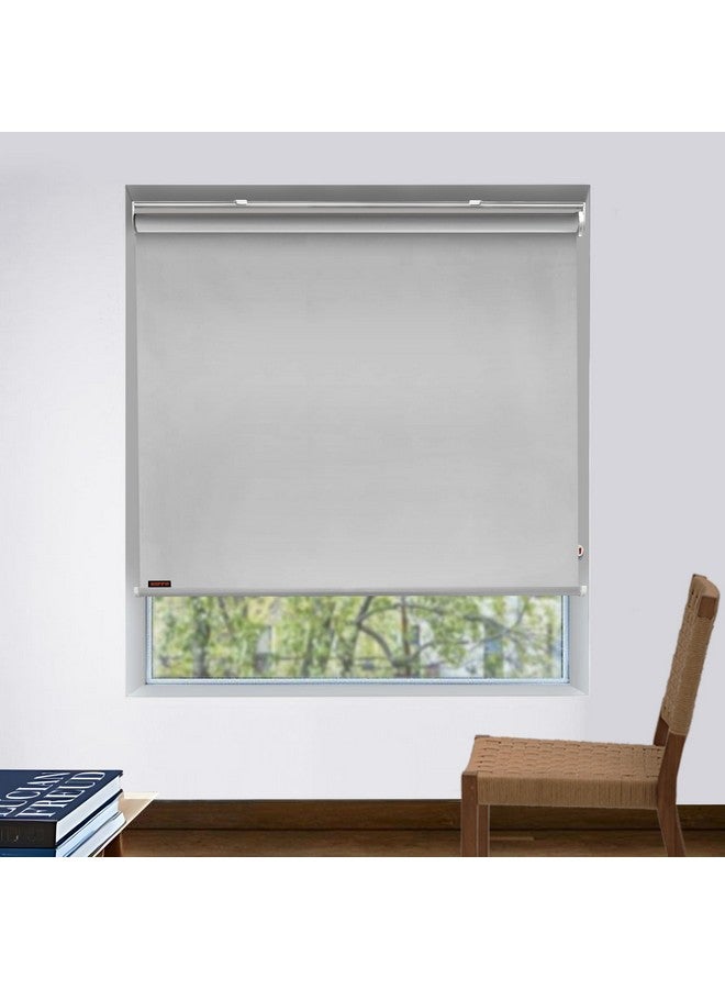 HIPPO Blackout Roller Blinds for Windows with One Click Headrail for Easy Installation Roll Up Down Blind for Home & Office (Milk-White, 4FTX9FT) - Image 1