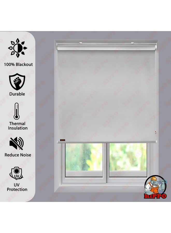 HIPPO Blackout Roller Blinds for Windows with One Click Headrail for Easy Installation Roll Up Down Blind for Home & Office (Milk-White, 4FTX9FT) - Image 4
