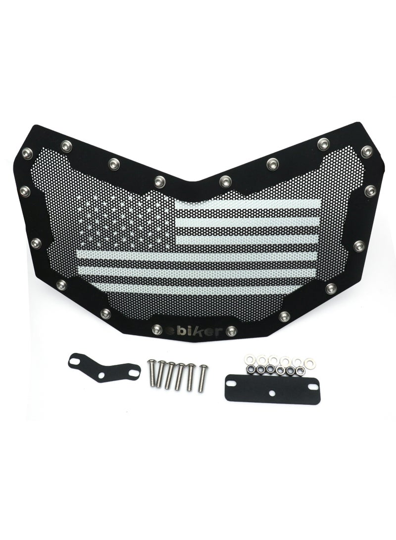 Generic Black Stainless Steel Front Bumper Guard Mesh Grille Grill with US Flag Design, 1 Piece  - Image 1