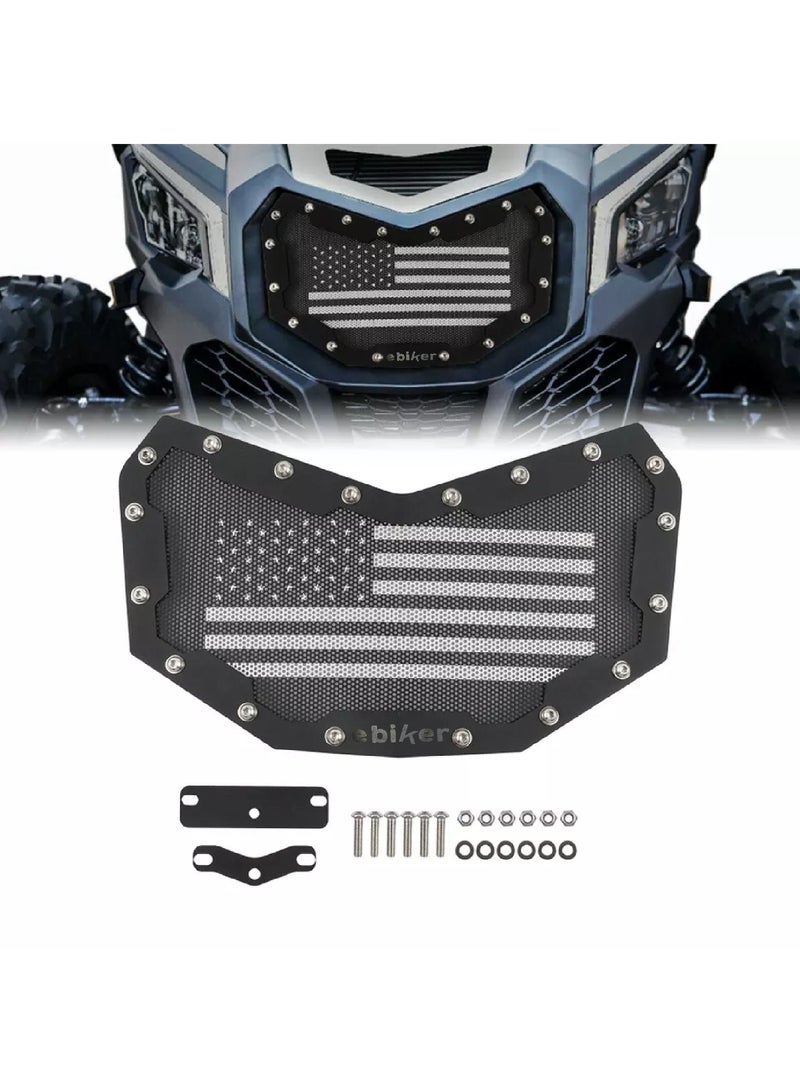 Generic Black Stainless Steel Front Bumper Guard Mesh Grille Grill with US Flag Design, 1 Piece  - Image 2