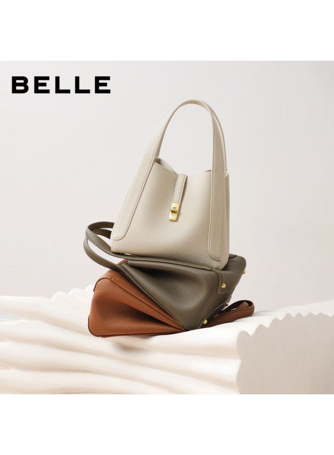 Belle Year Of The Horse Series Women's Genuine Leather Basket Bag Mother's Day Handbag Bl878ax6 Gray - Image 2
