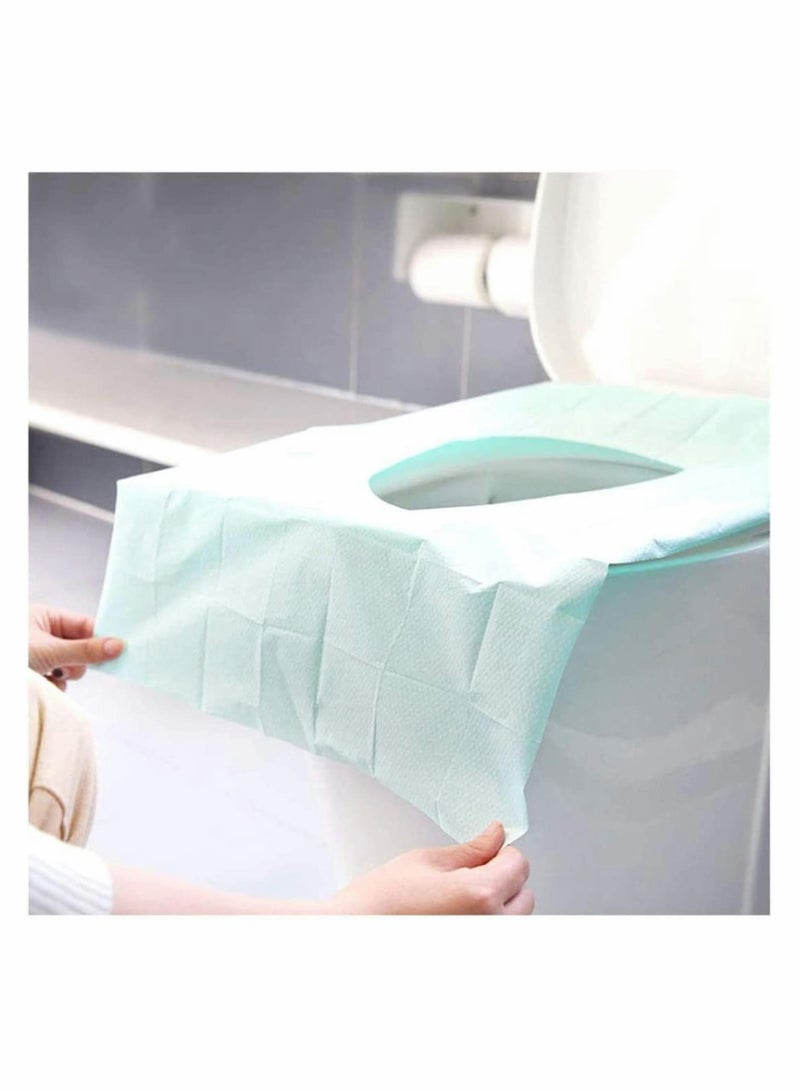 KASTWAVE 50 Pieces Disposable Toilet Seat Covers for Travel Accessories,  Extra Large PE Film Travel Toilet Mats Covers, Independent Packing, Antibacterial Waterproof Portable WC Pad Toilet Mat - Image 1