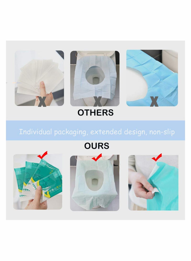 KASTWAVE 50 Pieces Disposable Toilet Seat Covers for Travel Accessories,  Extra Large PE Film Travel Toilet Mats Covers, Independent Packing, Antibacterial Waterproof Portable WC Pad Toilet Mat - Image 5