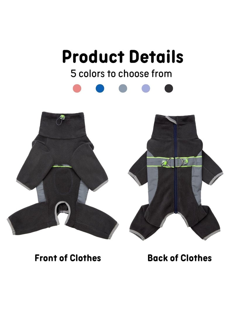 SYOSI Small Dog Winter Coat Warm Small Dog Jumpsuit Plush Fleece Puppy Onesie with Reflective Strips and Adjustable Neckline Waistline Dog Collar Alternatives for Small Medium Dogs Dark Grey S  - Image 3