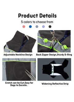 SYOSI Small Dog Winter Coat Warm Small Dog Jumpsuit Plush Fleece Puppy Onesie with Reflective Strips and Adjustable Neckline Waistline Dog Collar Alternatives for Small Medium Dogs Dark Grey S  - Image 2
